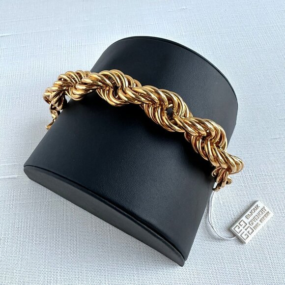 Bijoux Givenchy Gold Tone Rope Twist Bracelet 8" - Picture 8 of 13
